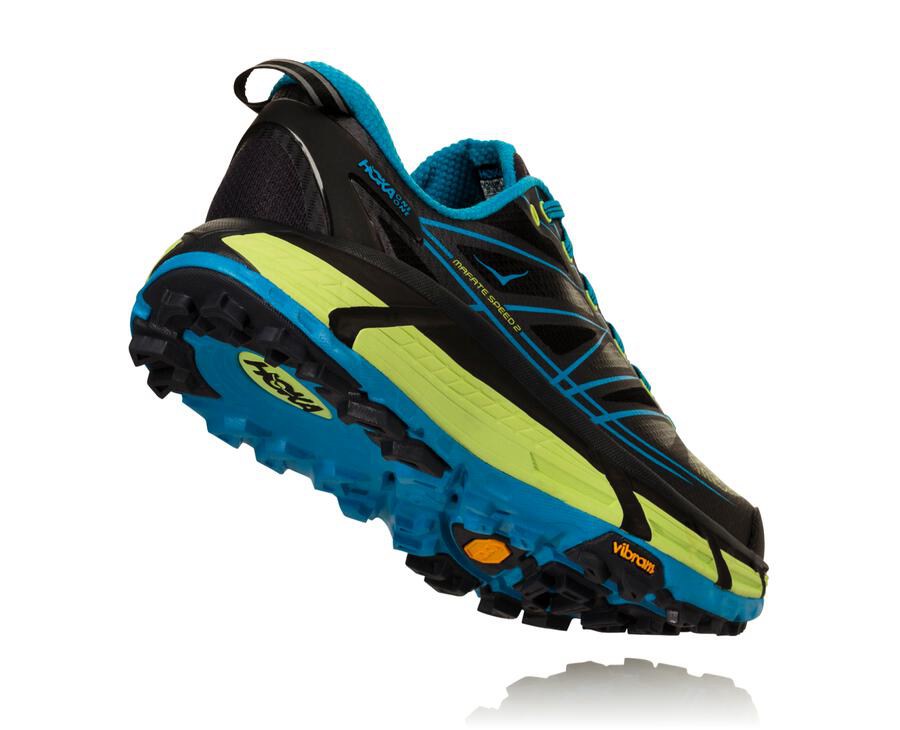 Tenis Trail Hoka One One Masculino Pretas/Azuis - Mafate Speed 2 - 624-YRBTIJ